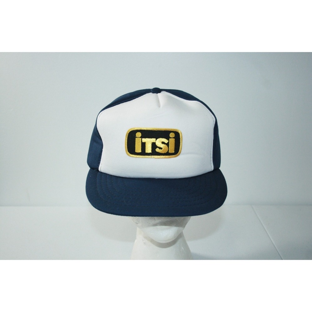 Vintage ITSI Snapback Full Foam Inside Trucker Patch Hat Cap Navy Blue White